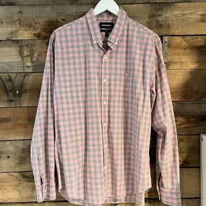 Bonobos gray and pink checked button down shirt - XL